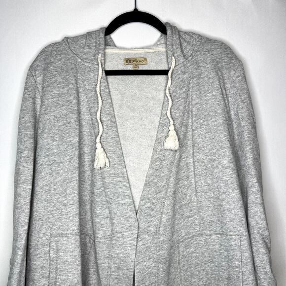 Democracy Artisan Crafted Cardigan Gray Open Front Crochet Accent Women's Size M - Picture 2 of 12